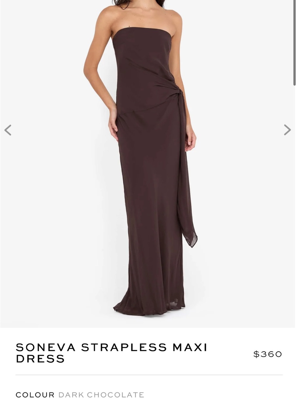 Bec & Bridge Strapless Maxi Dress in Dark Chocolate